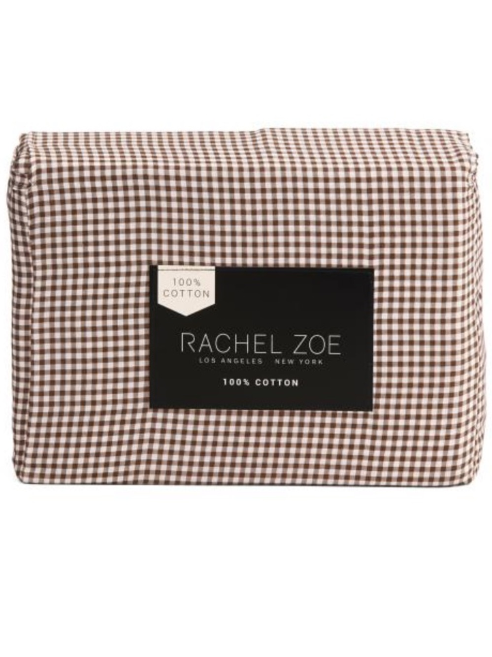 Rachel Zoe Brown and White Gingham Cotton Sheet Set